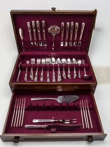 1950s Oneida Prestige BORDEAUX Silverware Silver Plate 93 Pc Set NEVER USED - Picture 1 of 20