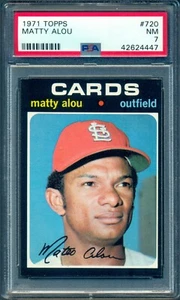 1971 Topps MLB Baseball #720 Matty Alou Graded PSA 7 NM St Louis Cardinals Card - Picture 1 of 2