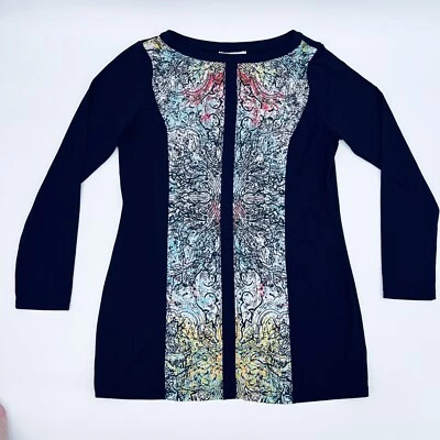 Top Doncaster de seda para mujer talla 10 manga larga cuello redondo geométrico Foto 1 de 4