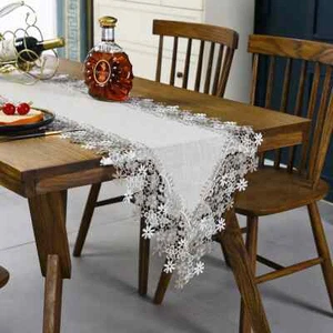 Elegant Lace Table-runner Decorative Cotton Linen Table Runner - Picture 1 of 18