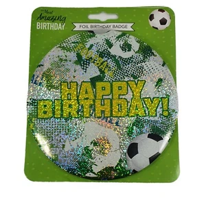 Insignia grande de cumpleaños de fútbol insignia de papel de aluminio tema de fútbol feliz cumpleaños - Imagen 1 de 3