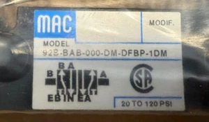 MAC VALVES 92B-BAB-000-DM-DFBP-1DM Solenoid Valve, Double Operator, 1.8W, 24VDC, - Picture 1 of 5