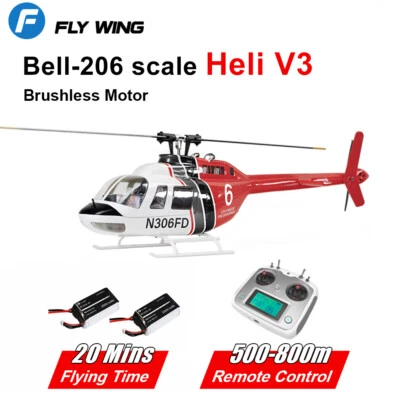 FLY WING Bell 206 V3 6CH GPS 3D Auto-return Hovering 2 Battery RC RTF Helicopter - Image 1 of 4