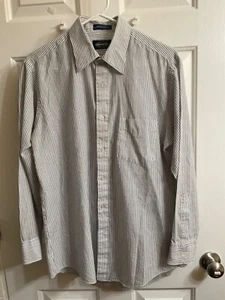 men's Towncraft vertical blue striped long sleeve shirt, neck 15 1/2, size 32/33 - Picture 1 of 6