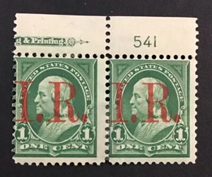 US 1898 Fine MH Sc#R154 Red Overprint Plate# Pair. - Picture 1 of 2