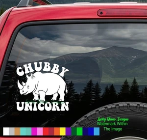 Chubby Unicorn Decal Sticker Cute Funny Laptop Car Truck Vinyl Rainbow - Picture 1 of 4