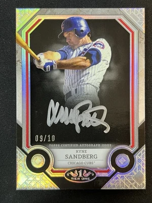 2024 Topps Tier One Ryne Sandberg Auto /10 Silver T1A-RS Cubs - Image 1 of 2