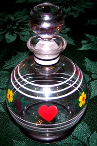 Schöne kugelförmige Vintage Tschechoslowakische Perfurme Flasche mit Stopfen - Bild 1 von 2