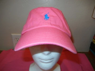 VINTAGE POLO RALPH LAUREN PINK HAT WITH BLUE PONY - Image 1 of 4