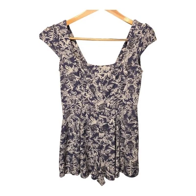 Mameluco azul kimchi para mujer talla 6 púrpura estampado floral mangas suaves grunge Foto 1 de 4