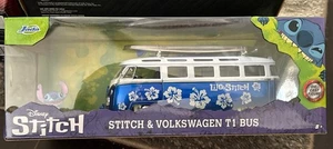 Disney Lilo & Stitch Volkswagen T1 Bus 1:24 Scale Diecast Model with Stitch Figu - Picture 1 of 1