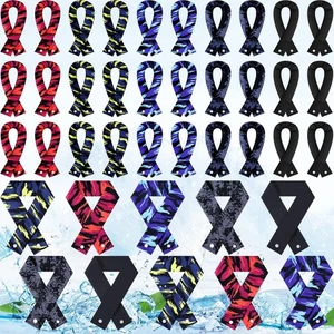 60 Pieces Camo Cooling Neck Wraps Bulk with Snap Buttons Ice Cooling Scarf Ba... - Picture 1 of 6