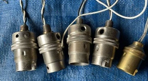 4 SILVER NICKEL Bulb Cups B22 Sockets OLD Vintage Lamp Parts WALL LIGHTS Rare - Picture 1 of 8