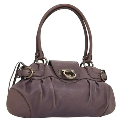 Auténtico bolso de hombro Salvatore Ferragamo Gancini de cuero púrpura EC874 Foto 1 de 4