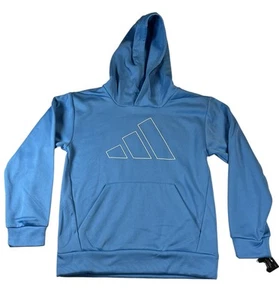 Adidas Boys Size EXTRA SMALL (8) -XS Pullover Hoodie LIGHT BLUE REGULAR FIT D4T - Picture 1 of 5