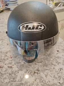 Motorcycle HJC CS-2N Solid Half Helmet, Matte Black, Size M Retractable Visor - Picture 1 of 13
