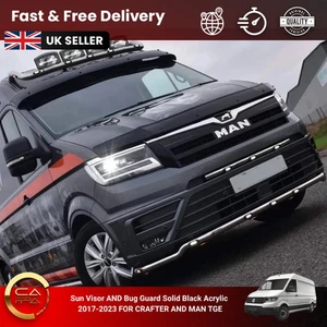 Cappafe Sun Visor And Bug Guard Front Black ABS For Crafter Man TGE 2017-23 - Picture 1 of 13