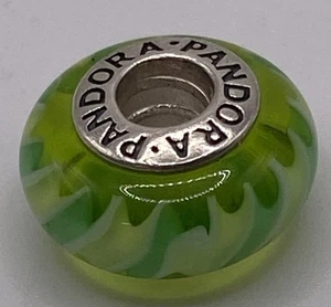 Autentico Charm Pandora S925 ALE SS Vetro di Murano Verde Zigzag 3,3g 790616 - Foto 1 di 4