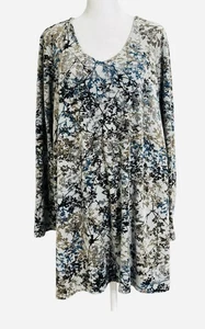 Top casual J Jill Pure Jill stampato morbido scollo a V donna XL rilassato manica 3/4 - Foto 1 di 10