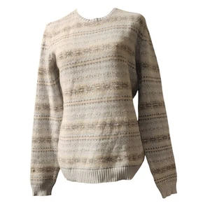 Lauren Ralph Lauren Sweater Size M Striped Knit Merino Wool Cashmere Blend - Picture 1 of 8