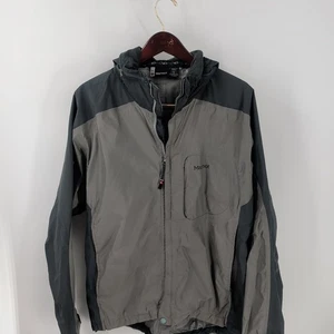 Marmot Hiking Comfort Full Zip Hooded Windbreaker Jacket Gray Black Size L - Picture 1 of 10
