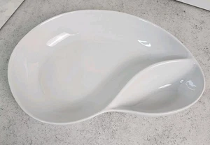 Crate & Barrel Flow Chip & Dip Divided Serving Bowl White 556-494 - Picture 1 of 12