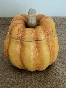 1999 Patricia Garrett Bowl Pumpkin Bowl w/ lid Great Impressions Pottery - Picture 1 of 10