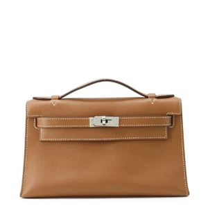 Hermes Kelly Pochette Handbag Gold/Silver Hardware Swift K Stamp HERMES - Picture 1 of 12