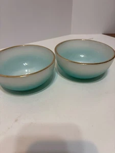 Vintage 2 Fire King Overware Schalen 5" türkis Ombré Müsli Chilischalen glänzend - Bild 1 von 1