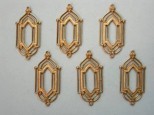 Hallazgos pendientes de gotas de latón Art Deco en bruto - 6 - Imagen 1 de 1