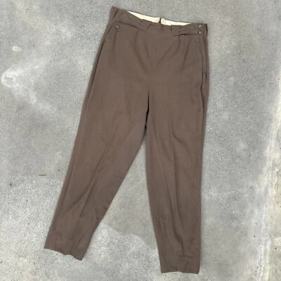 Pantalones de Colección Años 30 1940 Marrón Cremallera Lateral Pantalones Ropa Deportiva Cintura Alta Foto 1 de 4