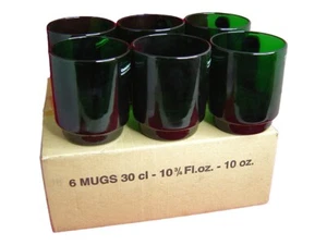 NEU Vintage Smaragdgrün Glas Kaffeetassen 6er Set - 10oz (Made in France) - Bild 1 von 5