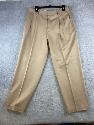 Pantalones de vestir Haggar Smart de fibra para hombre 34Wx29L caqui nuevos con etiquetas Foto 1 de 4
