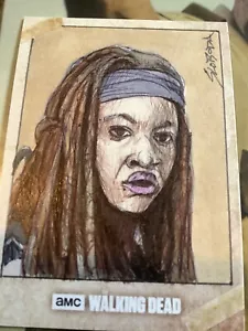 The Walking Dead Michonne Sketch Card By John Sloboda - Picture 1 of 2