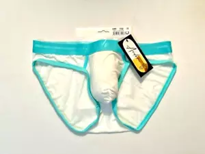 Andrew Christian Size XL Sheer Polyamide Blend Brief - White/Aqua - Pouch - Imagen 1 de 11