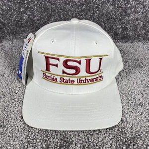 Vintage 90er Jahre Florida State University Druckknopflasche Mütze Kappe The Game weiß Neu aus altem Lagerbestand - Bild 1 von 9