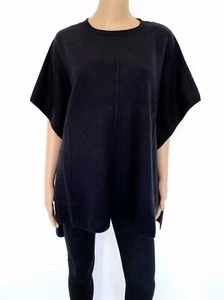 NWT! NORDSTROM One Size Black Wool Cashmere Poncho Shawl Wrap Sweater Outwear - Picture 1 of 11