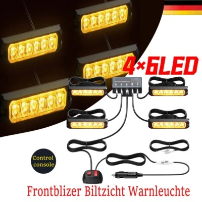 4x Frontblitzer 12 Blinkmodi LED Blitzlicht Warnleuchte Strobe Licht 12V 24V KFZ - Bild 1 von 4