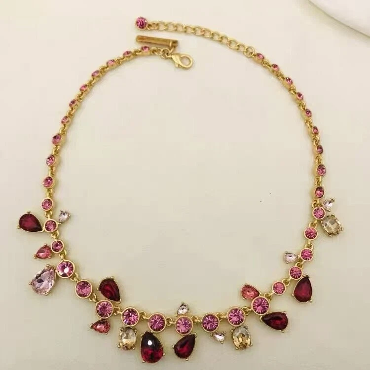 OSCAR DE LA RENTA золото многоцветный каплевидный CZ ожерелье шикарный кластер воротник - Изображение 1 из 1