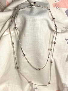 Collana Estate Vintage Argento Sterling Scatola Italiana Catena 15 Perline Palline 36" - Foto 1 di 22