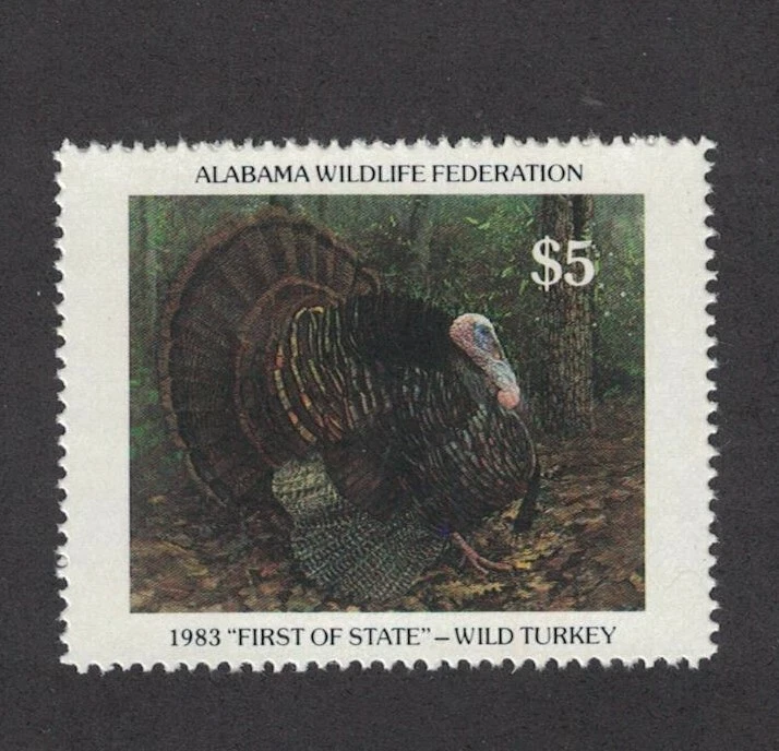 ALWL1 - Alabama State Wild Turkey Stamp. Single.  MNH. OG. - Image 1 of 1