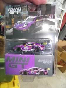 Mini GT 1/64 Porsche 911 GT3R #27 purple NIB - Picture 1 of 1