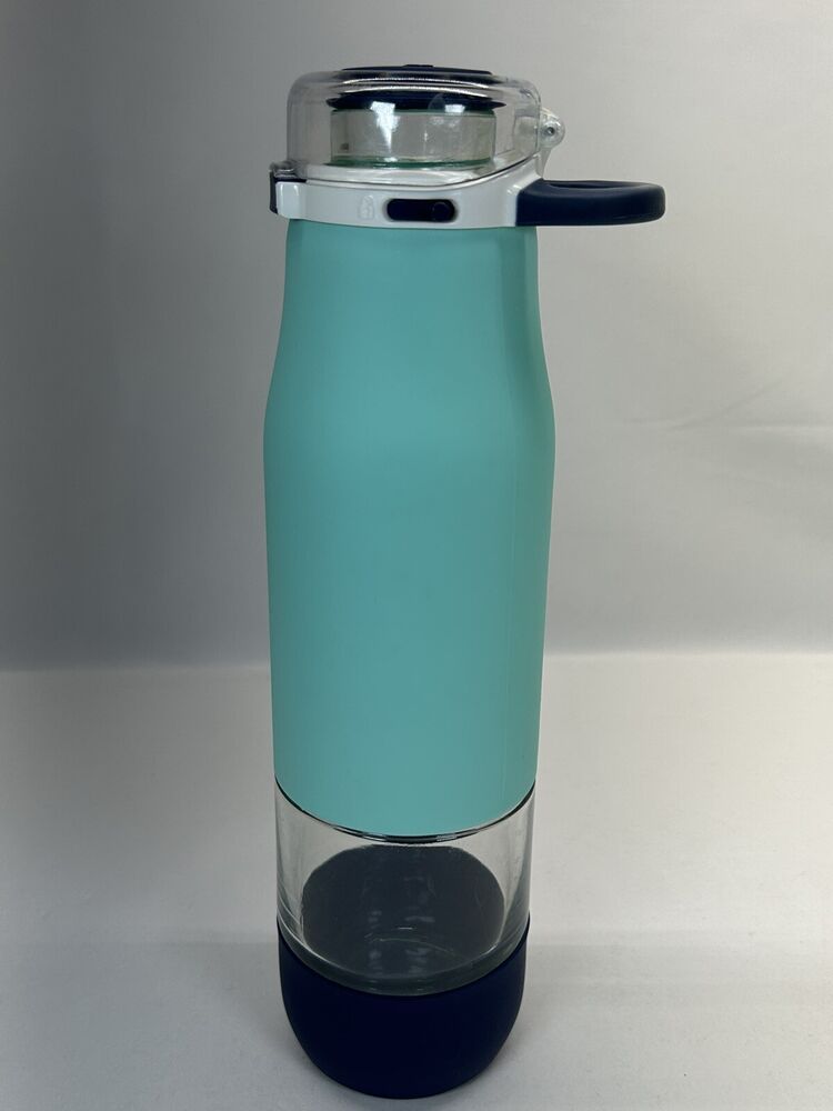 Ello Glass Water Bottle Silicone Wrap Travel Sports Exercise Aqua Green 24 oz 