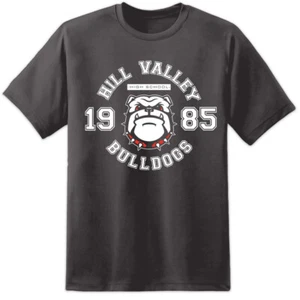 Mens Back To The Future Hill Valley High Bulldogs T Shirt Flux Capacitor McFly - Picture 1 of 12