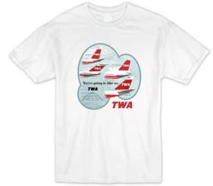 Classic Historic Airline TWA WHITE Tee T-Shirt - Picture 1 of 1