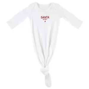 Newborn Knotted Gown Infant Soft Sleeping Gowns 0-3 month Santa Baby - Pack of 2 - Picture 1 of 3