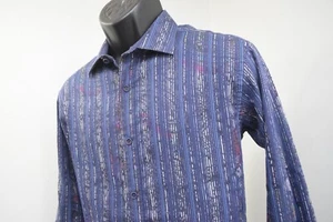 Bugatchi Shaped Fit Paisley Striped Button Up Dress Shirt Long Sleeve Mens Small - Picture 1 of 8