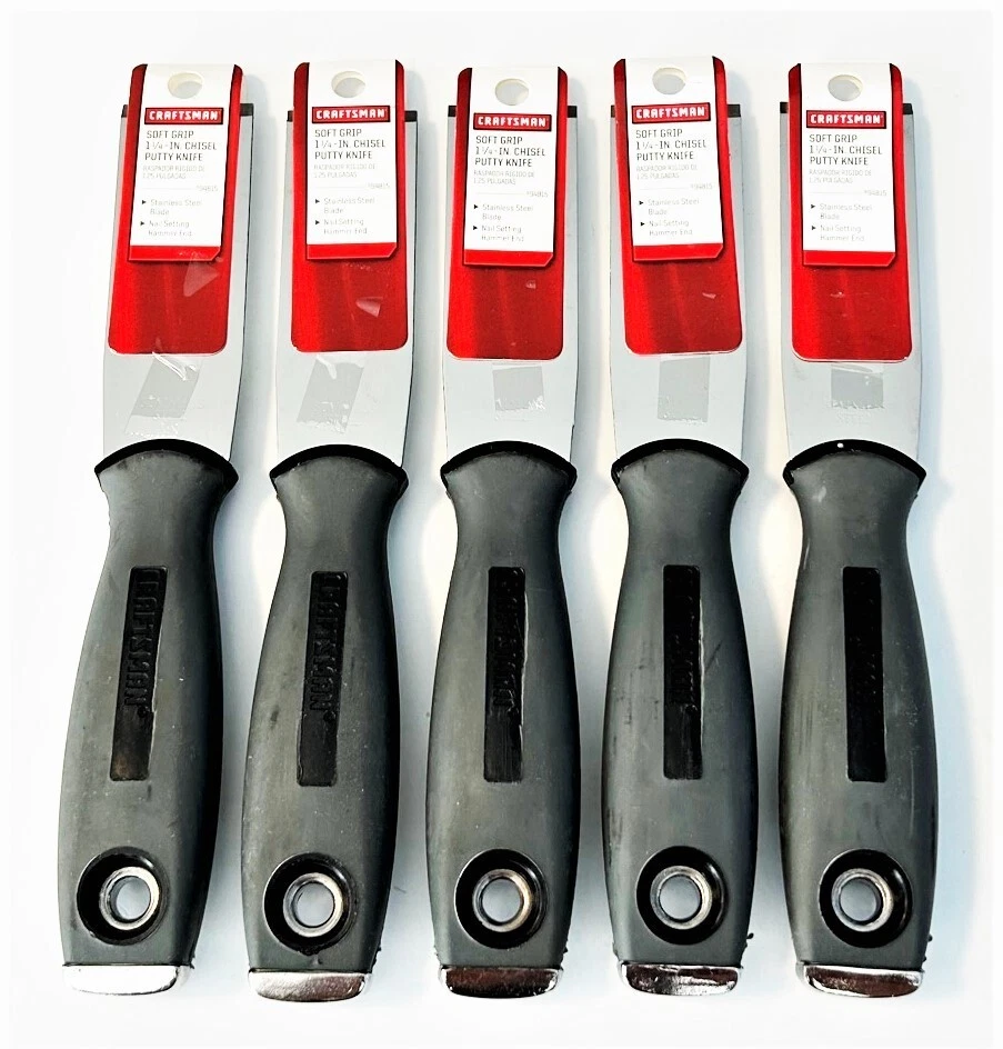 5 CUCHILLOS DE MASILLA RÍGIDOS DE ACERO INOXIDABLE 1-1/4 ARTESANO RASPADOR DE PANELES DE YESO 94815 Foto 1 de 1