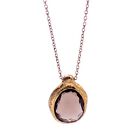 Fine 925 Silver Gold Plated Jewelry Brown Smoky Quartz Delicate 16+2" Necklace