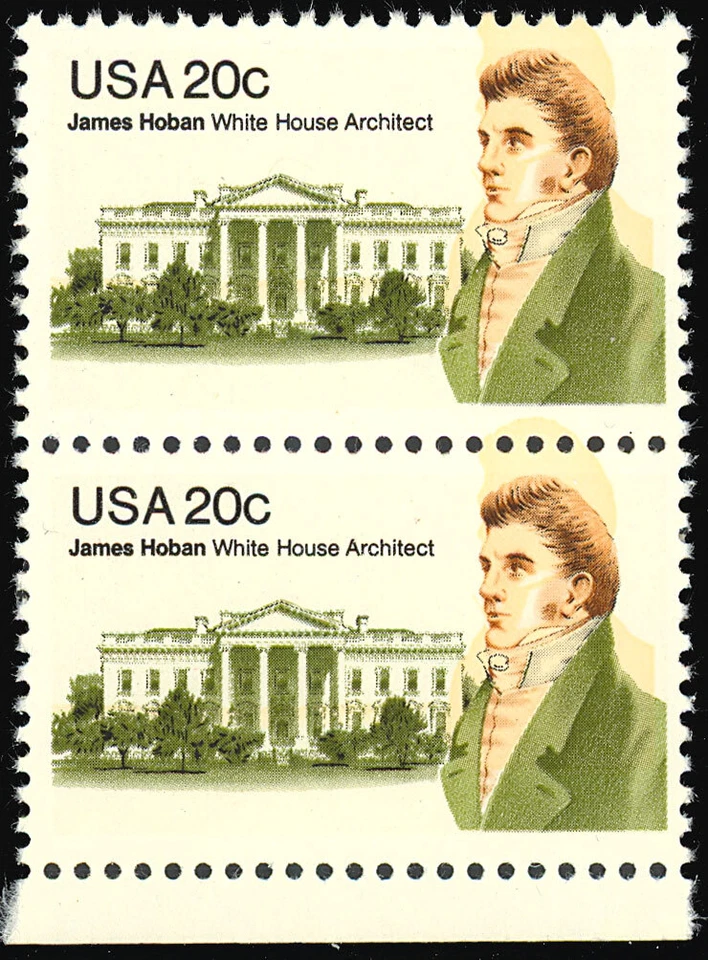 1936 Color Shift ERROR pair - 20¢ James Hoban - Mint NH - Stuart Katz - Image 1 of 1